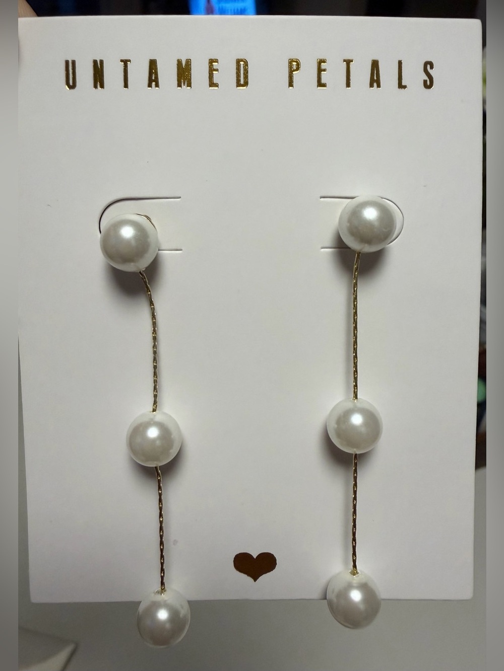 UNTAMED PETALS Lilly Pearl Drop Earrings Gold & White Pearl